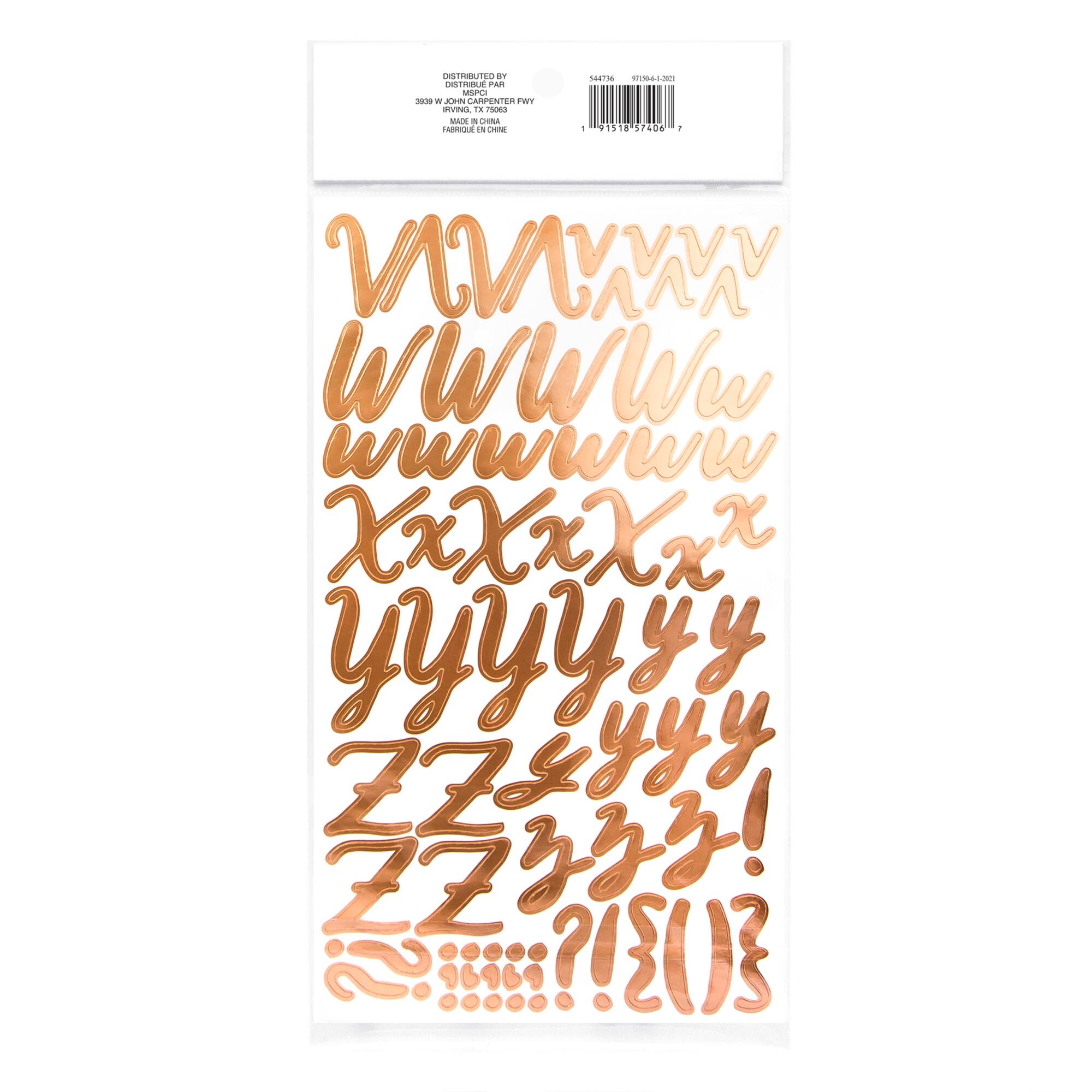 12 Packs: 235 ct. (2,820 total) Rose Gold Handwritten Alphabet Stickers by Recollections™